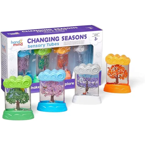 hand2mind Changing Seasons Sensory Tubes, Sensory Fidget Tubes, Learning Weather for Kids, Anxiety Calming Tools, Occupational Therapy Toys, Calm Down Corner Supplies (Set of 4) (95385)