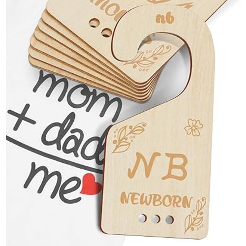 Baby Closet Dividers for Clothes Organizer - 8 PCs Double-Sided Etching Wooden Baby Wardrobe Divider for Baby Nursery from Newborn to 24 Months - Perfect DIY Color Toddler Clothes organizer