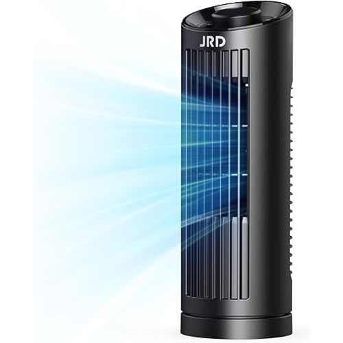 JRD 13'' Tower Fan with 3 Speeds, 80° Oscillating, 23ft/s Bladeless Desk Fan, Quiet Operation, Compact & Portable Table Fan for Bedroom Home Office Desktop