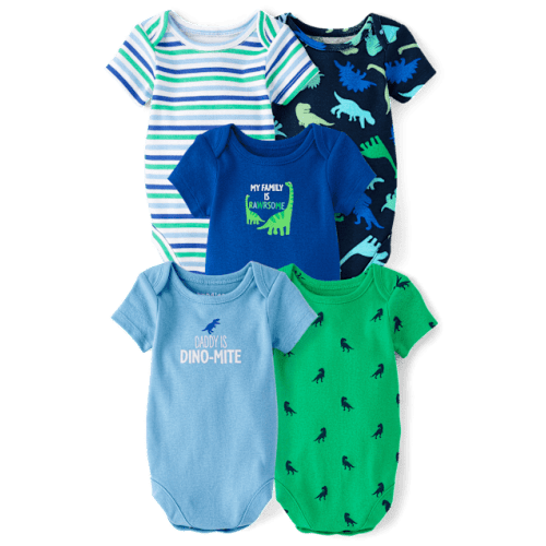Baby Boys Dino Bodysuit 5-Pack - Blue