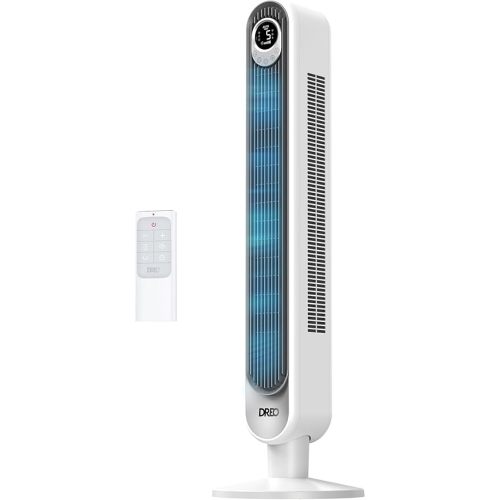 Dreo Tower Fan 42 Inch, Cruiser Pro T1 Quiet Oscillating Bladeless Fan with Remote, 6 Speeds, 4 Modes, LED Display, 12H Timer, White Floor Standing Fan Powerful for Indoor Home Bedroom Office Room