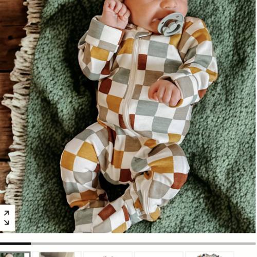 Cannoli Checkerboard / Organic Zip Footie – SpearmintLOVE