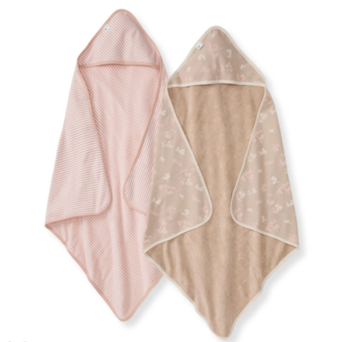 Whimsical Floral Organic Knit Terry Towels Set of 2