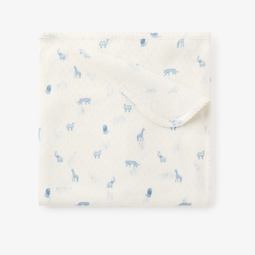 Blue Safari Print Organic Cotton Pointelle Baby Blanket – Elegant Baby