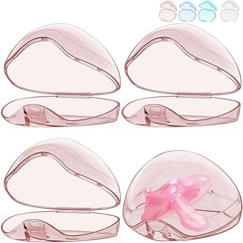 Smlpuame Pacifier Case,4 Pack BPA Free Pacifier Holder Case,Transparent Container Box for Baby Binky(Not Included,Essential Pacifier Accessories,Alway Keep Paci Clean,Easy to Clean(Pink)