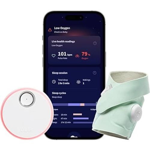 Owlet Dream Sock® - FDA-Cleared Smart Baby Monitor - Track Live Pulse (Heart) Rate, Oxygen in Infants - Receive Notifications - Mint