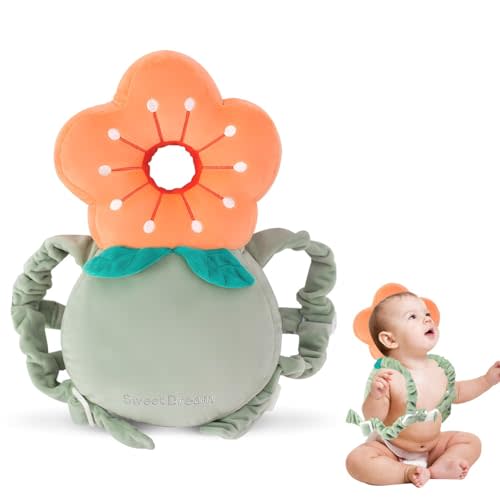 Generic Baby Head Protector Backpack, Head Protector Pad Safety Cushion for Crawling and Walking with Baby Knee Pads (Ordinary Style-Flower), Larger