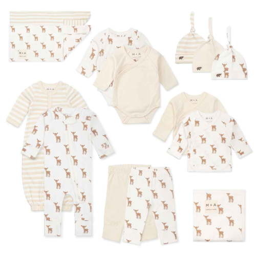 M+A by Monica + Andy Baby Cotton 14 Piece Gift Box Set, Sizes Preemie-3 Months