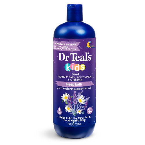 Dr Teal's Kids 3-In-1 Bubble Bath, Body Wash & Shampoo, Melatonin, Essential Oil, 20 fl oz