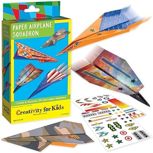 Creativity for Kids Paper Airplane Squadron - Create 20 Paper Airplanes, Crafts for Boys and Girls, Stocking Stuffers and Gift for Boys, Kids Activities for Ages 6-8+