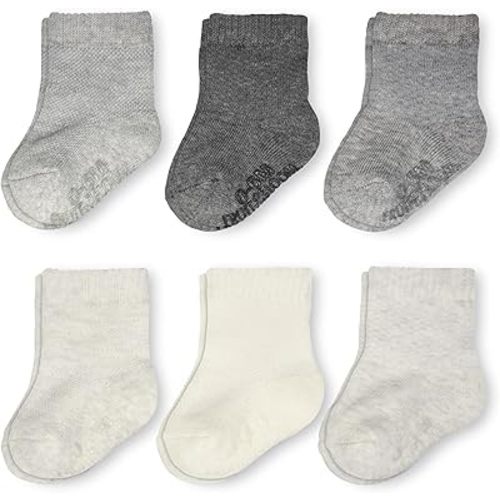 Fruit of the Loom All Weather Baby & Toddler Socks - Cotton Crew Socks with Grips for Boys, Girls and Unisex