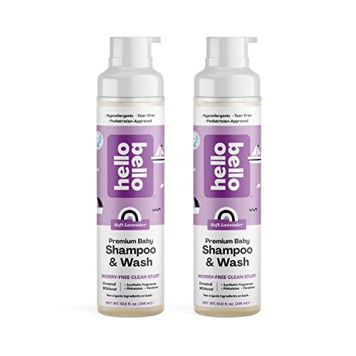 Hello Bello Extra Gentle Shampoo & Body Wash I Tear Free, Hypoallergenic and Pediatrician Tested Plant Based Formula for Babies and Kids I Lavender Scent I 20 FL Oz (2 Packs of 10oz)