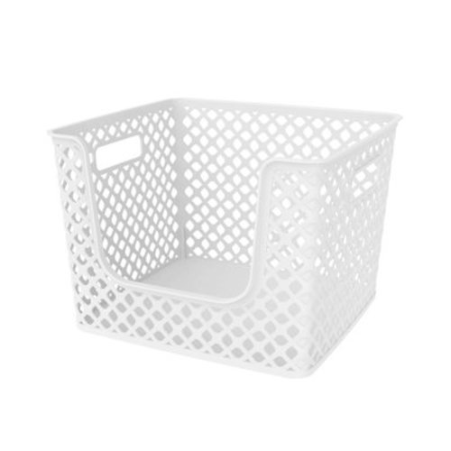 Mainstays Open Front Decorative Basket, Artic White
