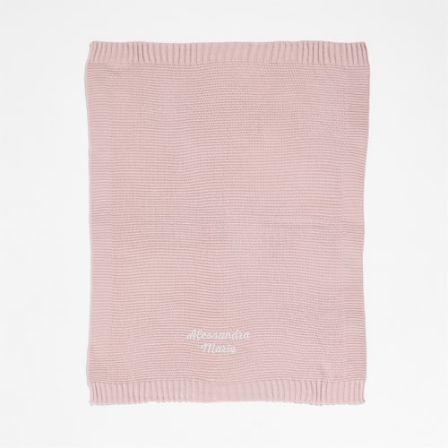 Personalized Bubble Knit Mauve Rose Baby Stroller Blanket