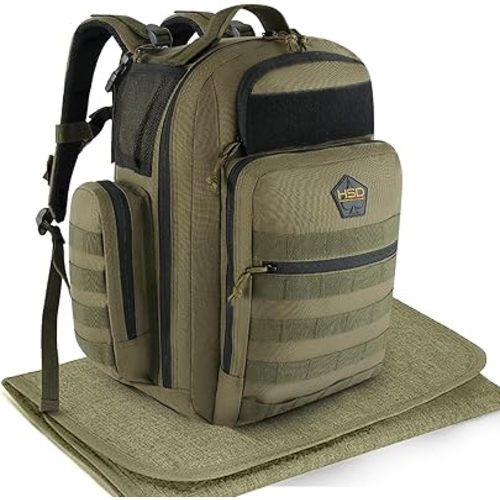 Diaper Bag Backpack with Diaper Changing Mat - Waterproof Military-Grade Baby Travel Bag - Spacious Design for Moms and Dads on the Go with Toddlers Baby Bag - Ranger Green