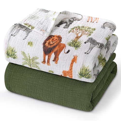 GLLQUEN BABY Muslin Swaddle Blankets,3-Pack Receiving Blankets for Newborn Boys and Girls,Baby Swaddle Blanket Unisex,Tropical Africa,Baby Essentials, Registry & Gift, 40 x 38 inches