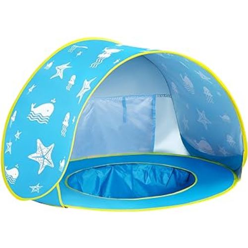 Monobeach Baby Beach Tent Ocean Pop Up Portable Shade Pool UPF50+ UV Protection Sun Shelter for Infant with Easy Set Up Canopy