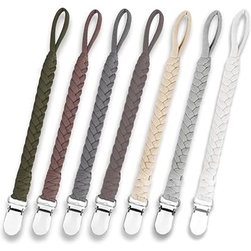 7 Pcs Braided Pacifier Clip, Pacifier Clips for Boys & Baby Girls, Pacifier Holder Clip Binky Clips