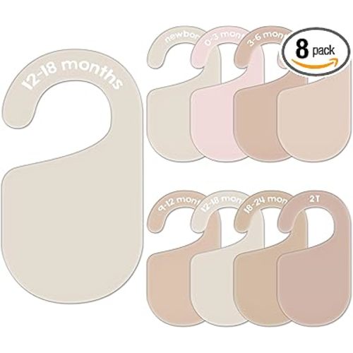 Acrylic Baby Closet Size Dividers Neutral Solid Hanging Clothes Dividers Baby Closet Organizers Thicken Baby Wardrobe Organizers for Home Nursery, 6.7 x 3.7 Inch, 8Pcs