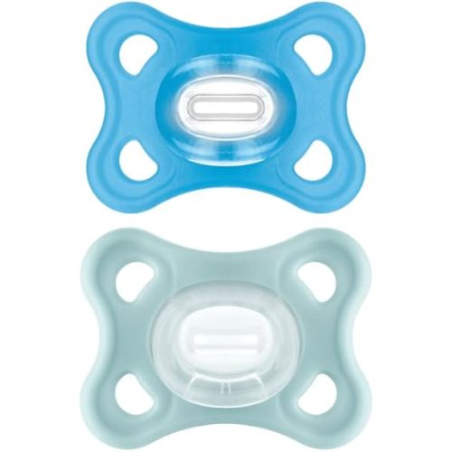 MAM Comfort Pacifiers, Newborn Pacifiers, 2 Count (Pack of 1) MAM Pacifiers 3-12 Months, Best Pacifier for Breastfed Babies, Boy Silicone Pacifier