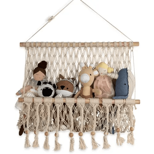 Crane Baby Willow Macrame Hanging Storage Bin, Bohemian-Style Storage Bin for the Nursery or Kid's Room