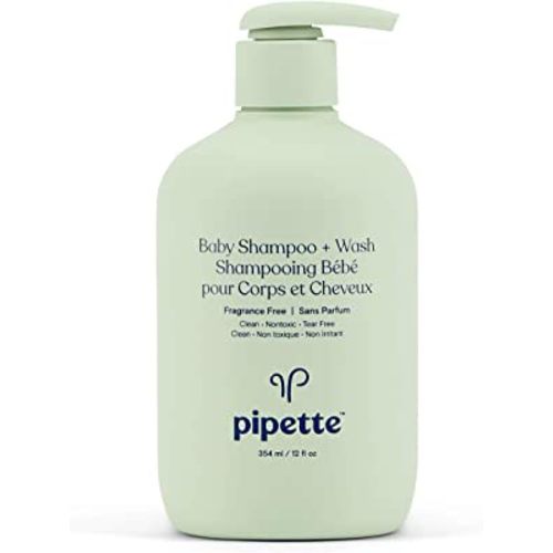 Pipette Baby Shampoo and Body Wash - Fragrance Free, Tear-Free Bath Time, Hypoallergenic, Moisturizing Plant-Derived Squalane, New Formula, 11.8 fl oz