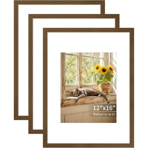 12x16 Wooden Picture Frames Set of 3 Walnut Photo Frame Wall Table Display