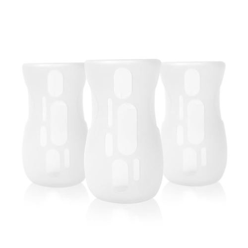 Olababy Silicone Sleeve for Avent Natural Glass Bottles (Pack of 3) (8 oz, Clear)