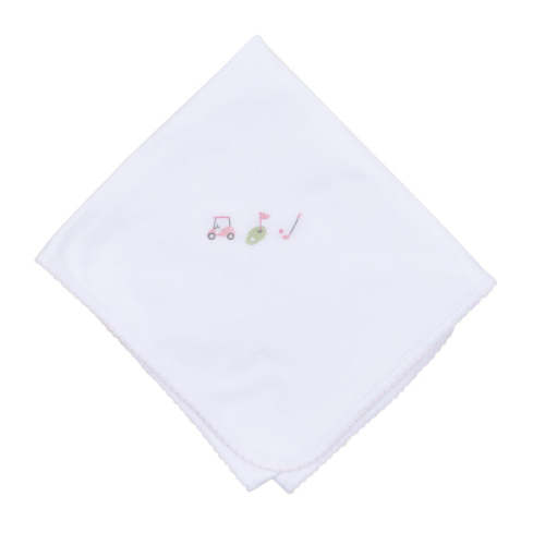 Tiny Tee Time Embroidered Receiving Blanket - Pink