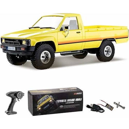 WOWRC FMS 1:18 RC Crawler Toyota Hilux RTR Official Licensed Model Car RC Trucks with LED Lights 2.4Ghz 4WD Off-Road RC Vehicle RTR Hobby Electric Charging Remote Toy Rar for Adults