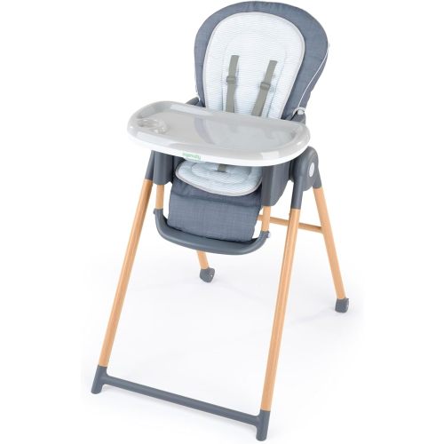 Ingenuity Proper Positioner Deluxe High Chair - 7-in-1 Convertible Baby Seat, Faux Wood Print Legs, Unisex, For Ages 0-36 Months