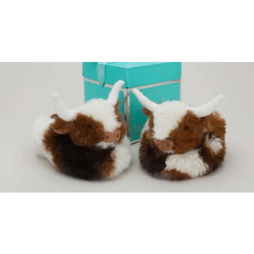 Longhorn cow plush baby slippers