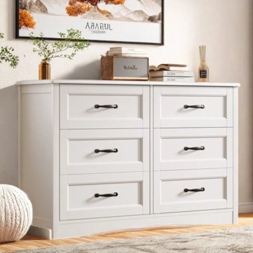 Dresser for Bedroom, Lofka 6-Drawer Wood Dresser with Anti-Tip Safety for Closet| Living Room
