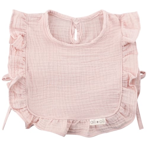 Cotton Ruffle Baby Bib, Pink