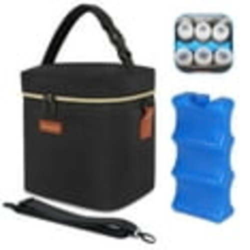 Mancro Breastmilk Cooler Bag with Ice Pack, Insulated Bottle Bag for Nursing and Daycare, Black