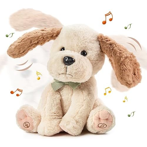 TUMAMA Baby Animated Plush Dog, Interactive Singing Talking Puppy Dog Stuffed Animal Toys, 10”