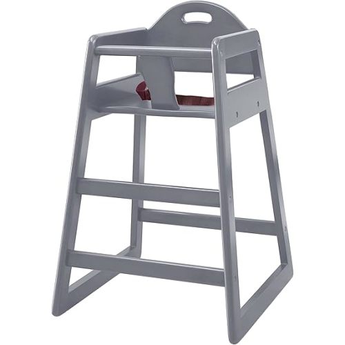 Wooden High Chair for Baby & Toddler – Restaurant-Style Stackable HighChair with Commercial Grade Solid Wood for Dining Table & Kitchen – Compact & Portable Design for Home & Restaurant Use - Gray