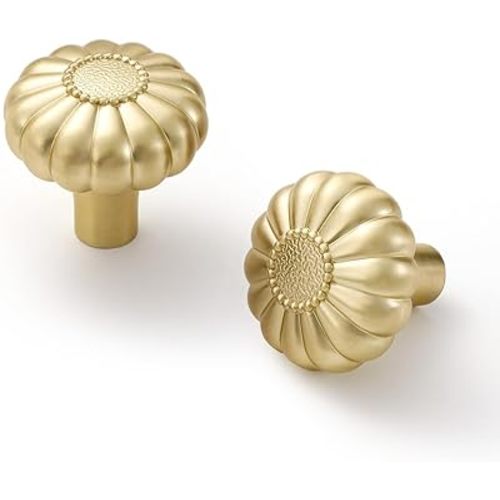 Brushed Gold Cabinet Knobs 10 Pack Brass Drawer Pulls Kitchen Cupboard Bathroom Dresser Cabinet Hardware Handles Zinc Alloy