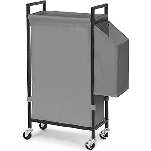 Slim Laundry Hamper with Wheels (Grey)