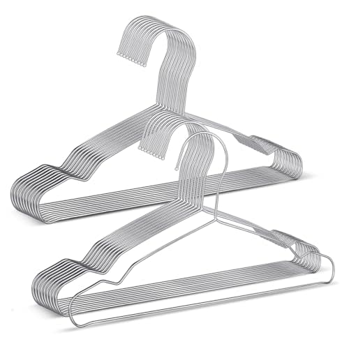 Kids Hangers,12.4 Inches Stainless Steel Heavy Duty Baby Clothing Hangers 20 Pack,Space-Saving Non-Slip Metal Wire Hangers for Kids,Baby,Toddler,Children Clothes