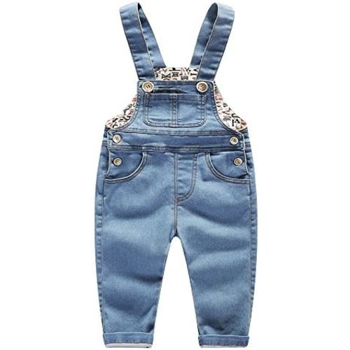 KIDSCOOL SPACE Baby & Little Boys/Girls Blue & Black Denim Overalls,Jean Workwear