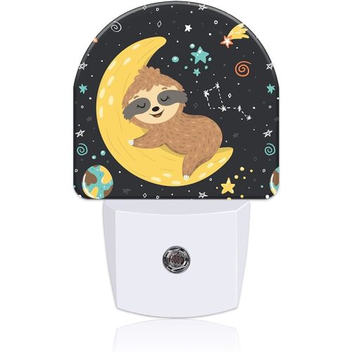 Cute Baby Sloth Sleeping on Moon Night Light for Kids, LED Night Light Plug into Wall with Dusk to Dawn Sensor for Girls Boys Women Room Decor, Hallway, Kitchen, Bathroom, Nursery, Stairs