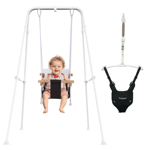 2 in 1 Baby Jumper, Toddler Swing and Bouncer, Indoor Outdoor Baby Swings for Infants, White