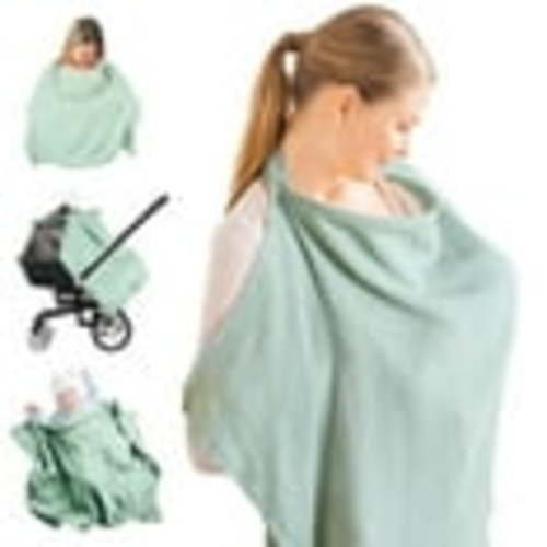 Muslin Nursing Cover for Baby Breastfeeding, Breathable Cotton Breastfeeding Cover with Rigid Hoop for Mother Nursing Apron, Multi-use Carseat Canopy