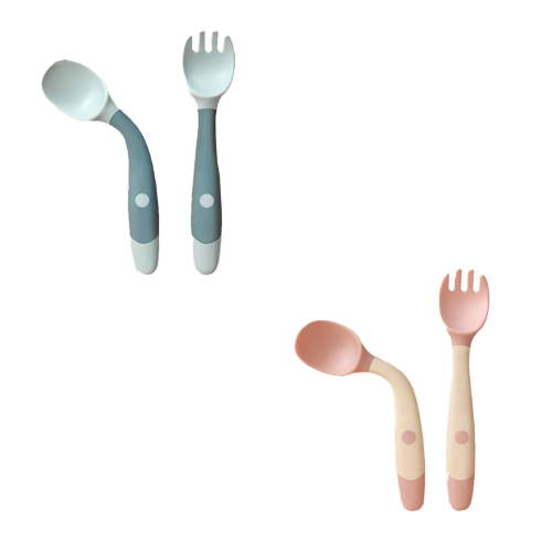 FACEGA Baby Spoons,Baby Forks Round-Tip Design for Safe Feeding,Perfect Baby Silverware for 6-12 Month Olds