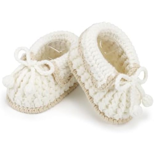 Baby Booties Newborn Hand Crochet Knit Cotton Bootie Soft Cozy Warm Socks Shoes for Infant Boys Girls