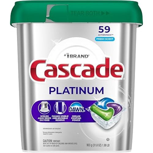 Cascade Platinum Dishwasher Pods, Dishwasher Detergent, Dish Detergent Soap, Fresh, 59 Count