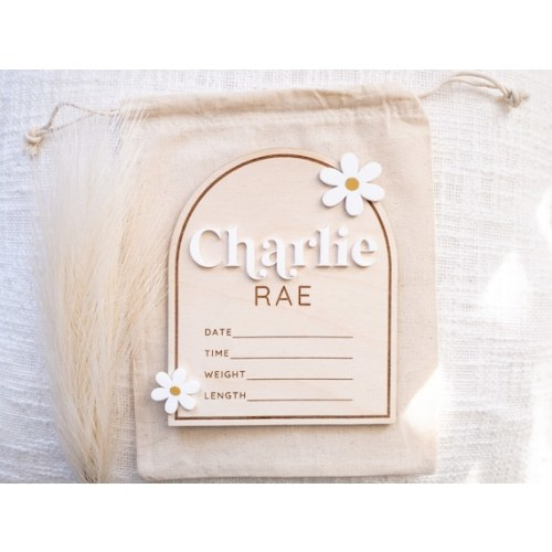 Personalized 3D Baby Name Announcement Birth Stat Hospital Sign Custom Name Arch Wooden Daisy Flower Sign Milestone Photo Prop - Etsy