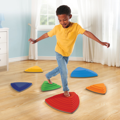 Play Day Stepping Stones, Non-Slip , 6 Balance Stone Pieces, Baby and Toddler Toys