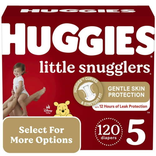 Huggies Little Snugglers Baby Diapers, Size 5 (27+ lbs), 120 Ct (Select for More Options)